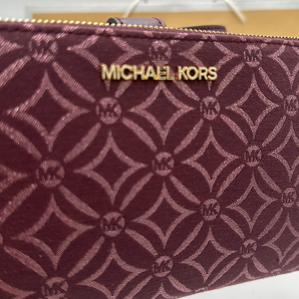 Michael Kors Jet Set Travel Lg Double-Zip Wristlet-Wallet-PhoneHolder Oxblood - Picture 15 of 16